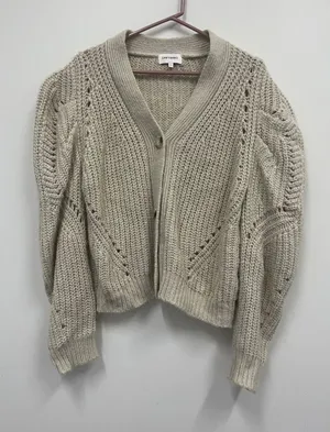 DRIFTWOOD Beige Open-Knit Button-Front Cardigan Size Large thumbnail 1