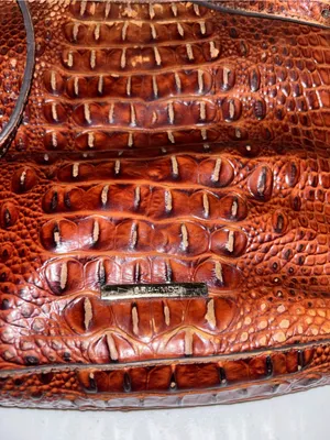 Brahmin Cognac Croc-Embossed Leather Messenger thumbnail 2