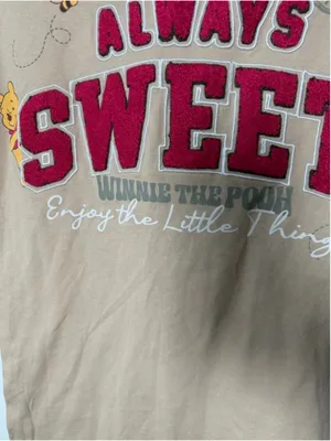 Disney Winnie the Pooh Beige Red Short Sleeve Tee S thumbnail 6
