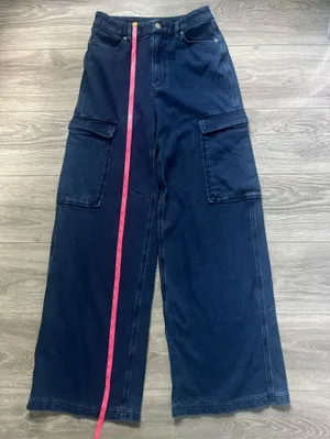 Good American Dark Wash Wide Leg 90s Good Skate Cargo Sweatpants Jeans Size 8 29 thumbnail 7