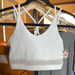 Buffbunny Cream Strappy Sports Bra Open Back Mesh Band Workout Size Small thumbnail 4