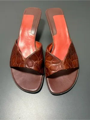 NINE WEST Vintage 90s Brown and Orange Kitten Heels thumbnail 3