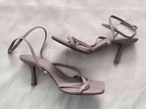 H&M Light Purple Square Toe Heel Sandals Size 8 thumbnail 1