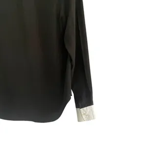 Lauren Ralph Lauren Classic Fit Two-Tone Black and White Silk Shirt size 12P thumbnail 6