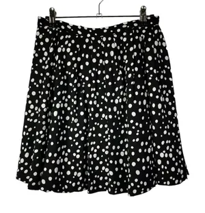 Forever‎ 21 Black & White Polka Dot Circle Mini Skirt S thumbnail 1