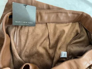Marc New York Brown Faux Leather High-Rise Cropped Pants With Belt Size 16 NWT thumbnail 8