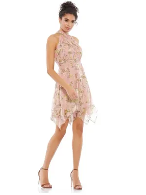NWT Mac Duggal Ieena 70208 High Neck Floral Print Dress Pink Multi Size 0 thumbnail 16