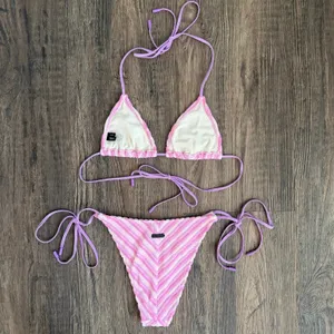 Triangl Swimwear Vinca Lotus Pink Stripe Terry Toweling Bikini Set Size Small thumbnail 4