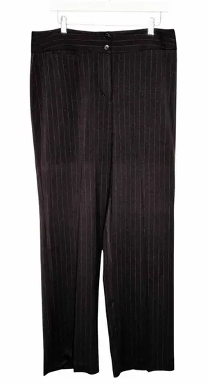 Chico’s Chocolate Brown Stripes Trousers Size 2.5/14 thumbnail 1