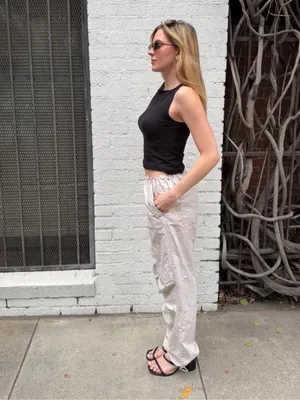 ZARA SO goods for life cream jogger cargo pants sz M thumbnail 3