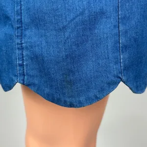 Lush Clothing Women's Blue Denim Jean High Rise Scallop A Line Button Down Skirt Size S thumbnail 5