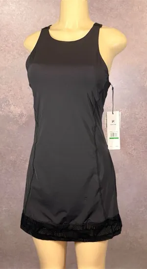 Fila Women’s Athletic Tennis Dress L Strappy Back Black Sport Dress NWT thumbnail 1