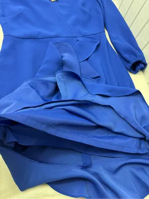 J. Crew Cobalt Royal Blue‎ Long-Sleeve ruffle-front dress Size 6 NEW thumbnail 12