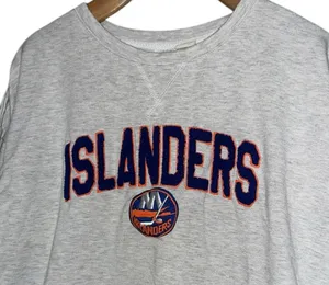 Concept Sports NHL L Heather Gray NY Islanders Embroidered Pullover Sweatshirt thumbnail 2