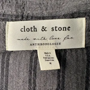 Cloth & Stone Anthropologie Gray Striped Button Down Shirt Dress M thumbnail 5