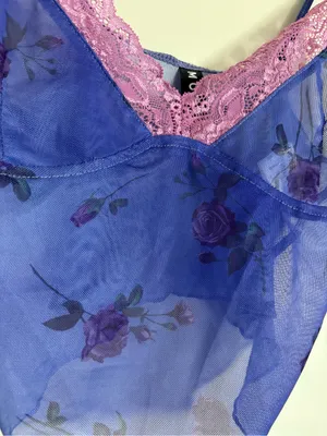 Motel Rocks Crop Top Cami Floral Romantic Coquette Cottagecore Top XS Purple thumbnail 5