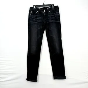 Adriano Goldschmied Silk Cigarette Skinny Black‎ Cropped Jeans Size 25R thumbnail 2