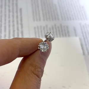 Stainless Steel Retro Vintage CZ Screw-Back Stud Earrings for Men Women thumbnail 5