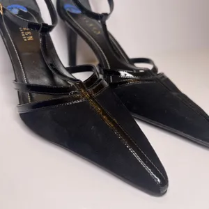 Vintage Y2K Lauren Ralph Lauren Winona Heels 7.5B Black T Strap Pointed Toe thumbnail 14