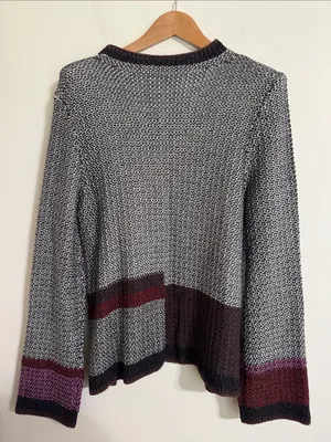 Nic + Zoe Mixed Up Mock-neck Two-Tone Base ColorBlock hem and Cuffs Sweater sz L thumbnail 3