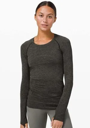 Lululemon Swiftly 2.0 Army Green Black Size 4 Long Sleeve Run Gym thumbnail 1