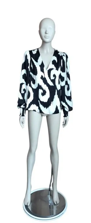 Express Black and White Patterned Blouse thumbnail 1