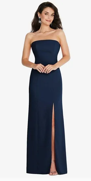 Dessy Collection Navy Blue Strapless Gown thumbnail 3