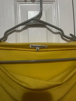 Reformation Eveline Off the Shoulder Dress Yellow Extra Small thumbnail 4