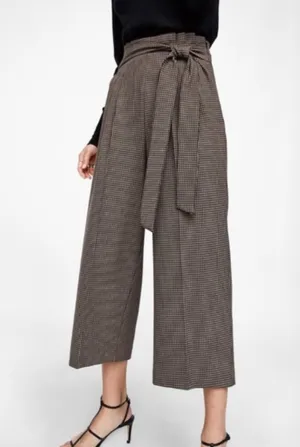 ZARA Plaid Paperbag Waist Trousers XS thumbnail 3