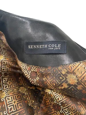 Kenneth Cole New York Y2K Long Line Genuine Leather Jacket Black Size M Soft thumbnail 3