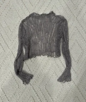 ZARA Grey Open Knit Sweater thumbnail 4