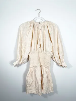 Anthropologie Cleobella Magda Smocked Mini Dress Cream Tan Medium thumbnail 5