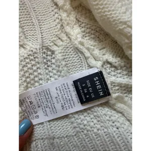 SHEIN Y2K style cable knit long sleeve shrug bolero sweater cream small thumbnail 4