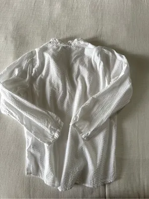 J. Crew White Clip Dot Ruffle Trim Popover Blouse - Small thumbnail 10