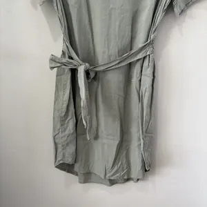 Anthropologie Cloth & Stone Sage Green V-Neck Short Sleeve‎ Tie Waist Dress Med thumbnail 3