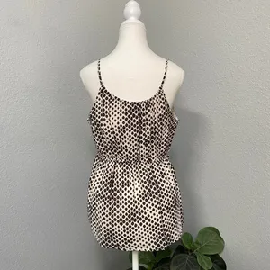 Y2k Old Navy White Brown Polka Dot Tank Top Keyhole Boho Cottagecore Summer thumbnail 4