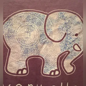 Ivory Ella size Medium purple long sleeve tee with boho elephant print. thumbnail 6