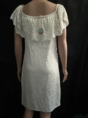 Pink Blush Women’s Lace Overlay Off-Shoulder Midi Dress in Ivory LG NWT thumbnail 2
