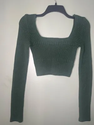 12th Tribe Women’s XS Cropped Ribbed Top Minimalist Y2K Long Sleeve festival thumbnail 1