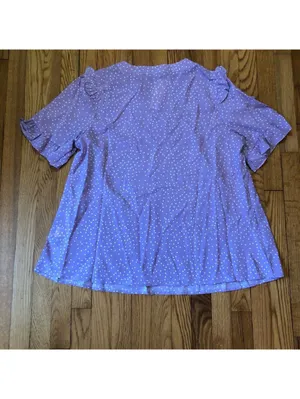 BLOOMCHIC NWT Polka Dot V Neck Ruffle Trim Blouse Lavendar - Size 12 thumbnail 6