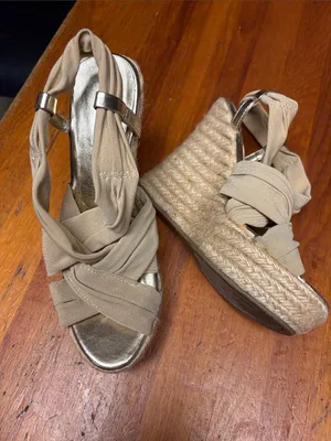 Nine West Beige Twist-Knot Slingback Heels with Gold Footbed thumbnail 3