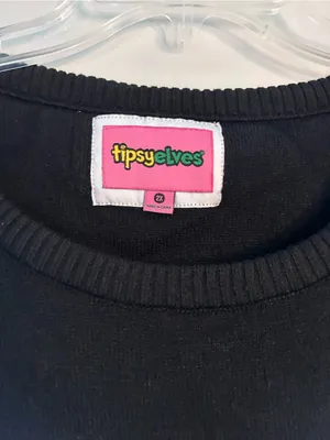 Tipsy Elves Black Light up Sweater with White Ghost Graphic 2x thumbnail 3