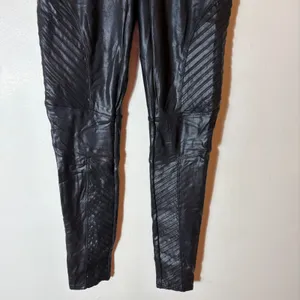 SPANX Faux Leather Moto Leggings Black High Waist Size‎ Medium thumbnail 3