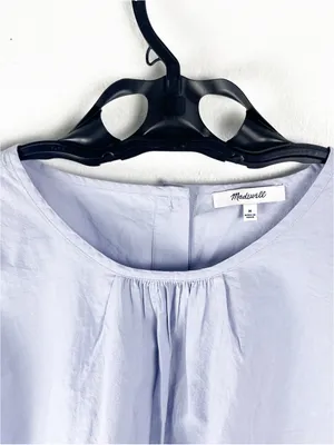 MADEWELL Distant Peri Puff Sleeves Poplin Cutout Crop Top Medium Preppy Casual thumbnail 6