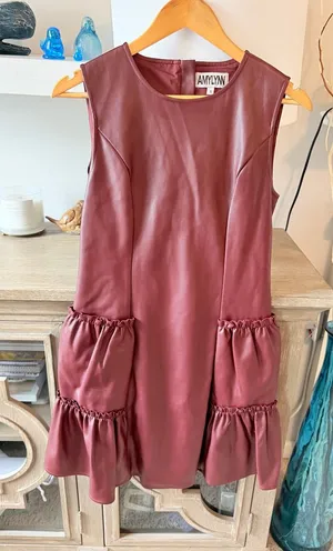 Amylynn Faux Leather Mini Dress Womens‎ Burgundy Size Small thumbnail 1