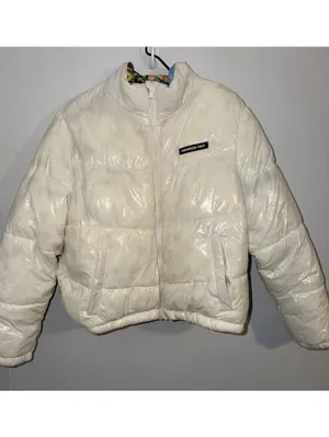 Size XL Women’s MEMBERS ONLY Looney Tunes Puffer Jacket Shiny Beige. thumbnail 5