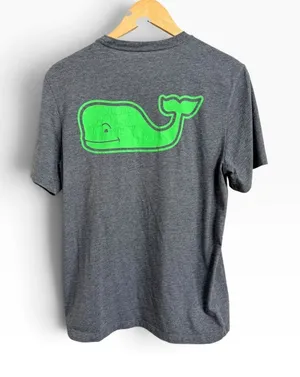 Vineyard Vines Cotton Preppy Coastal Whale Graphic Tee Grey Small thumbnail 1