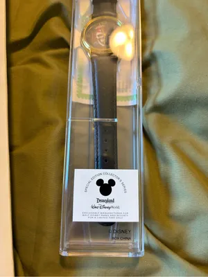 Disney Black and Gold pirates of the Caribbean Wristwatch in Display Case thumbnail 2