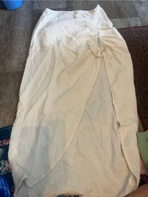 Free People Natural Cerine Ruched Midi Skirt Ivory Gauze Size 10 thumbnail 11