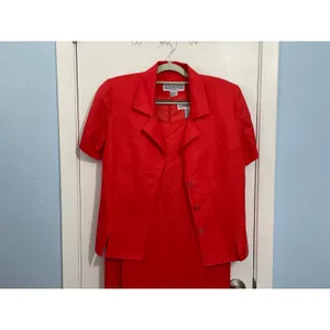 Vintage Jessica Howard 2 Piece Dress Set Size 10 Orange Linen Blend Summer NWT thumbnail 2